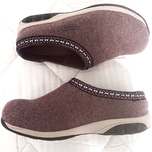 THERAFIT Dark Taupe Heather Wool Indoor/Outdoor Clog Slipper Comfort Shoe Sz 37 - Picture 3 of 13